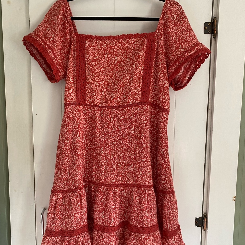 American Eagle Outfitters Red Smocked Top